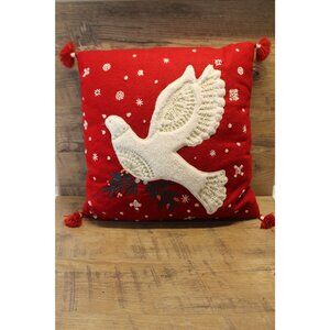 Threshold red‎ white sherpa applique dove holiday Christmas decor throw pillow